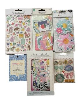 Lot of 6 American Crafts Bea Valint Stickers, ephemera, papers! Poppy & Pear +++
